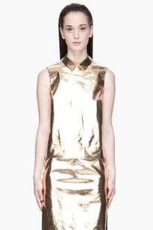 Simone Rocha Metallic Gold Sleeveless Blouse - Lyst
