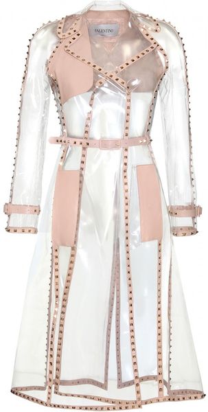Valentino Transparent Rockstud Trench Coat - Lyst