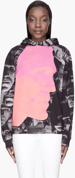 Christopher Kane Pink and Black Frankie Profile Hoodie - Lyst