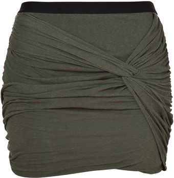 Iro Khaki Draped Cotton Skirt - Lyst