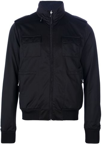 Lagerfeld Funnel Neck Bomber Jacket - Lyst