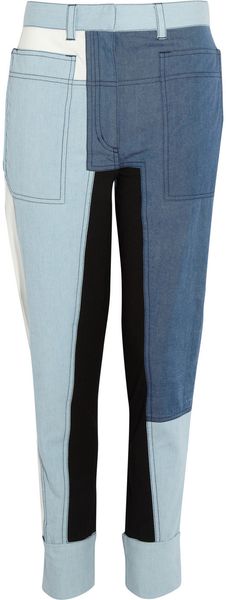 3.1 Phillip Lim Patchwork Chambray Tapered Pants - Lyst