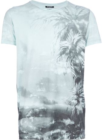 Balmain Printed Tshirt - Lyst