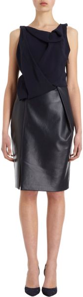 J. Mendel Drape Front Leather Skirt Dress - Lyst