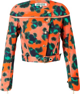 Kenzo Leopard Printed Cottonblend Jacket - Lyst