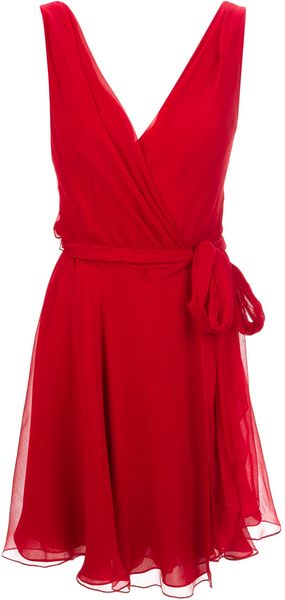 Ralph Lauren Blue Label Waist Tie Wrap Dress - Lyst