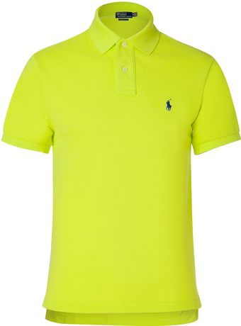 Ralph Lauren New Lemon Solid Weathered Mesh Slim Fit Polo Shirt - Lyst