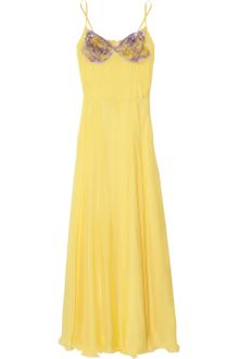 Rosamosario Lace-Paneled Silk-Chiffon Chemise - Lyst