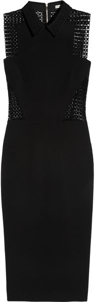 Victoria Beckham Broderie Anglaise Paneled Silk and Wool Blend Dress - Lyst