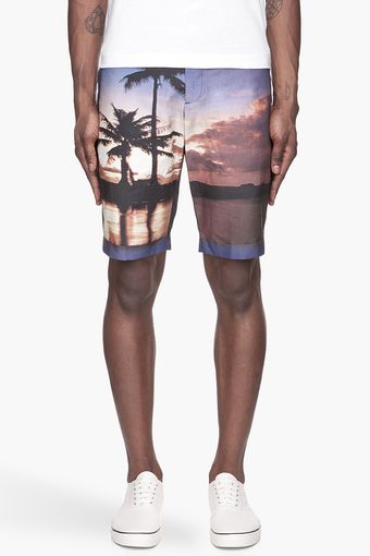 Billtornade Purple Palm Trees Print Frank Shorts - Lyst