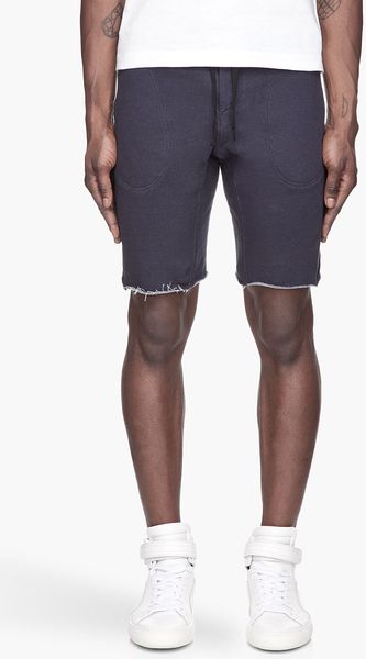 Yigal Azrouel Deep Navy French Terry Cutoff Shorts - Lyst