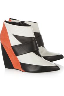 Pierre Hardy Leather and Suede Wedge Ankle Boots - Lyst