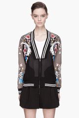 3.1 Phillip Lim Black and Khaki Embroidered Souvenir Jacket