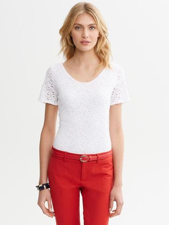 Banana Republic Floral Lace Tee - Lyst