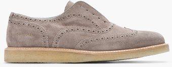 Common Projects Grey Suede Wingtip Brogues - Lyst