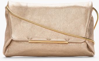 Lanvin Metallic Gold Leather Chainstrap Clutch - Lyst
