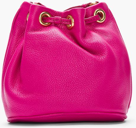 fuchsia leather handbag