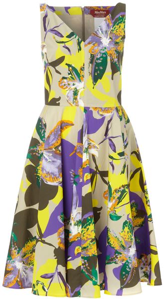 Max Mara Studio Saggina Vneck Floral Print Shift Dress - Lyst
