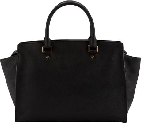 Michael Michael Kors Selma Leather Large Tote Bag in Black | Lyst