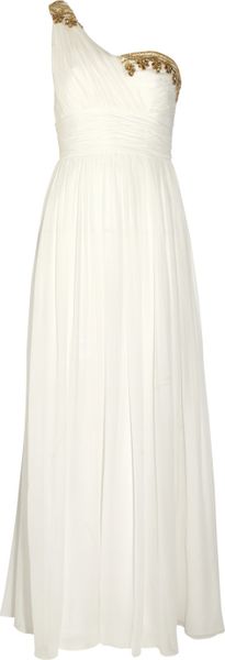 Notte By Marchesa Embellished One Shoulder Silk Chiffon Gown - Lyst