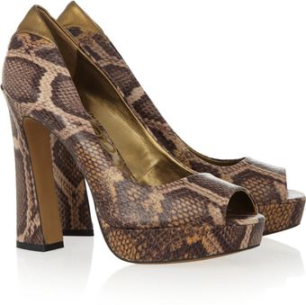 Sam Edelman Tacoma Snake Effect Leather Platform Pumps - Lyst
