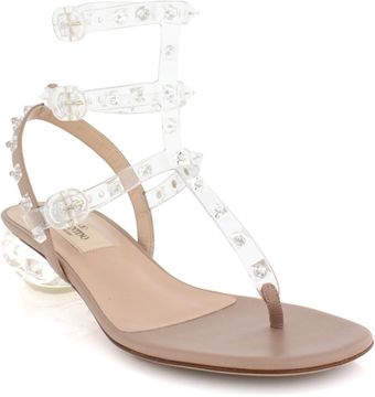 Valentino Poudre and Pvc Rockstud Thong Sandals - Lyst