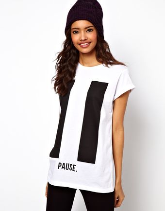 Asos Boyfriend T-shirt with Pause Print - Lyst
