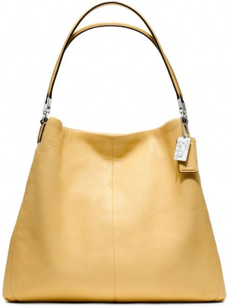 Coach Madison Leather Phoebe Shoulder Bag in Yellow (svcanary)