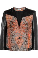 Helmut Lang Medallion Jacquard and Leather Jacket