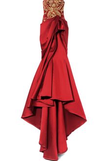 Marchesa Strapless Embroidered Duchess Satin Gown - Lyst