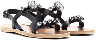 Miu Miu Crystal Faceted Leather Sandals - Lyst