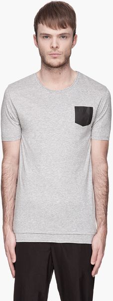 Neil Barrett Heather Grey Rubber Print Mock Pocket T-shirt - Lyst