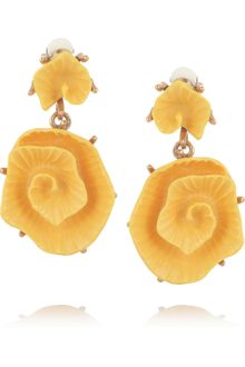 Oscar de la Renta Goldplated Resin Rose Clip Earrings - Lyst