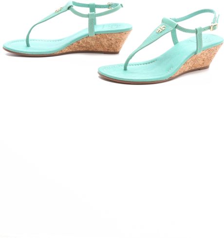Tory Burch Britton Wedge Thong Sandals in Mint (Green) - Lyst