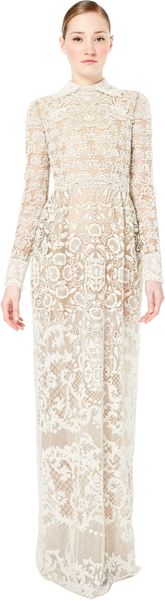 Valentino Antique Embroidered Gown with Yoke - Lyst