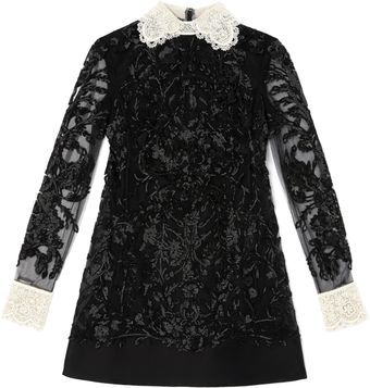 Valentino Long Sleeved A-Line Embroidered Dress - Lyst