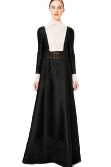 Valentino Long Sleeved Gown with Embroidered Bodice and Lace Trim - Lyst