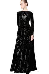 Valentino Long Sleeved Gown with Floral Embroidery
