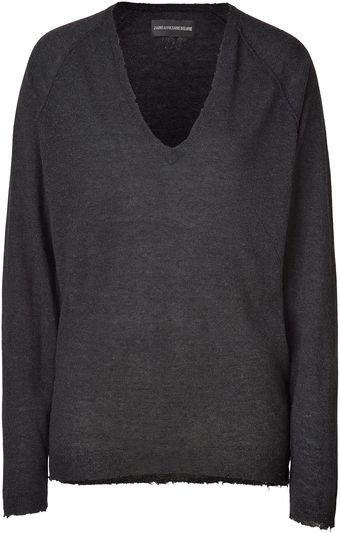 Zadig & Voltaire Anthracite Cashmere Vneck Apple Pullover - Lyst