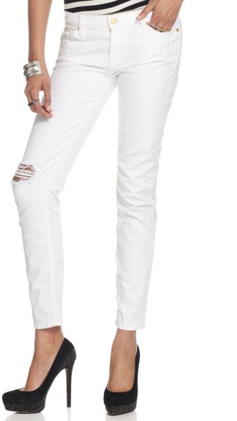 7 For All Mankind Skinny Whitewash Destroyed - Lyst