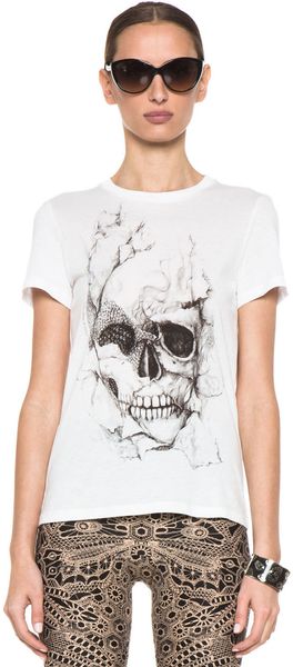 Alexander McQueen Diamond Skull Tee in White - Lyst
