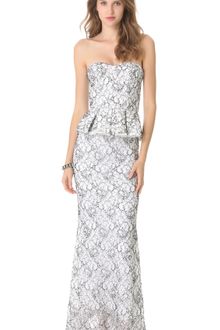 Alice + Olivia Strapless Peplum Mermaid Gown - Lyst