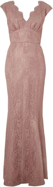 Ariella Long Lace Fishtail V Neck Dress - Lyst