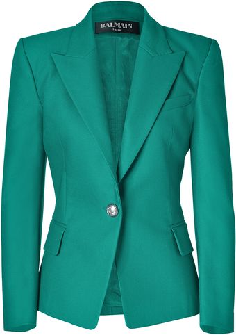 Balmain Emerald One Button Stretch Cotton Blazer - Lyst