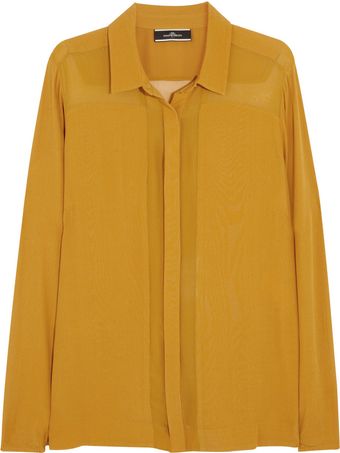 By Malene Birger Chiffon-Trimmed Crepe Shirt - Lyst