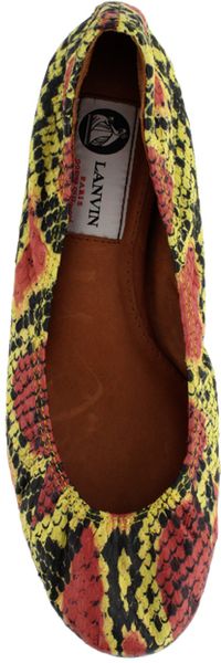 Lanvin Yellow and Pink Python Ballerina - Lyst
