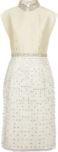 Philosophy di Alberta Ferretti Embellished Twill and Silkorganza Dress - Lyst