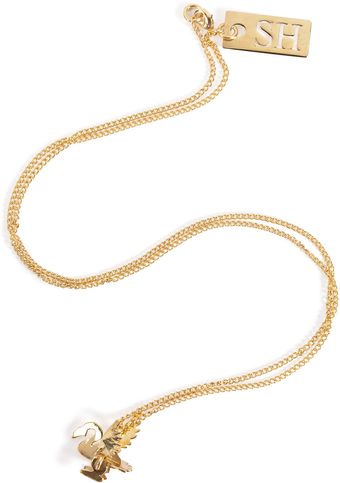 Sophie Hulme Gold Plated Swan Pendant Necklace - Lyst