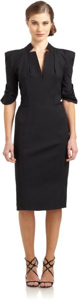 Zac Posen Pintucked Sleeve Dress - Lyst