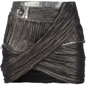 Anthony Vaccarello Pleated Fitted Skirt - Lyst